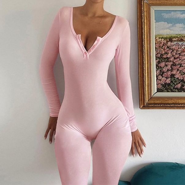 Oonnukal - Lange mouwen Henley jumpsuit