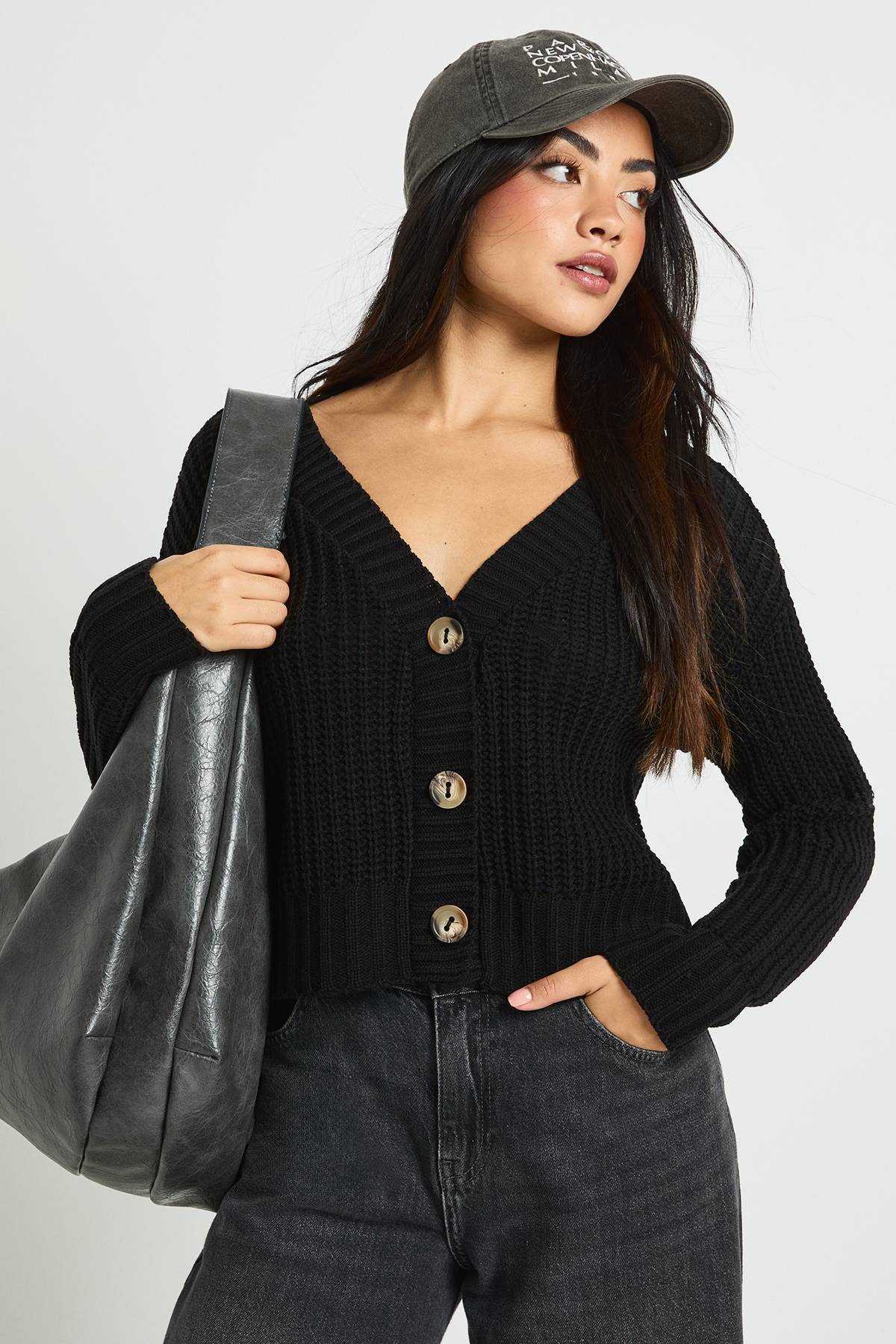 boohoo Cardigan Cropped Tricoté Épais