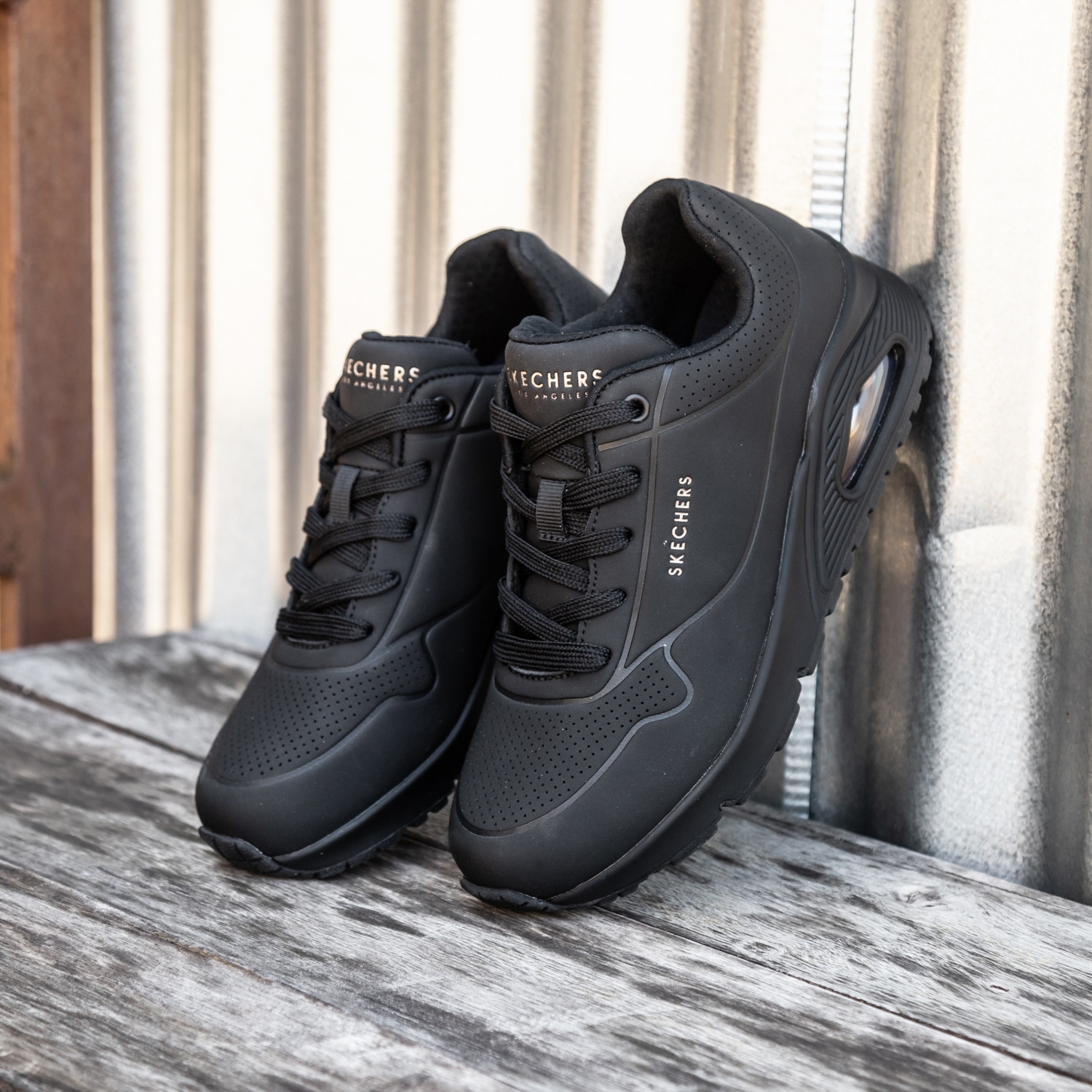 Skechers Wedgesneaker »Uno - Stand on Air«  Freizeitschuh, Halbschuh, Schnürschuh mit feiner Perforation