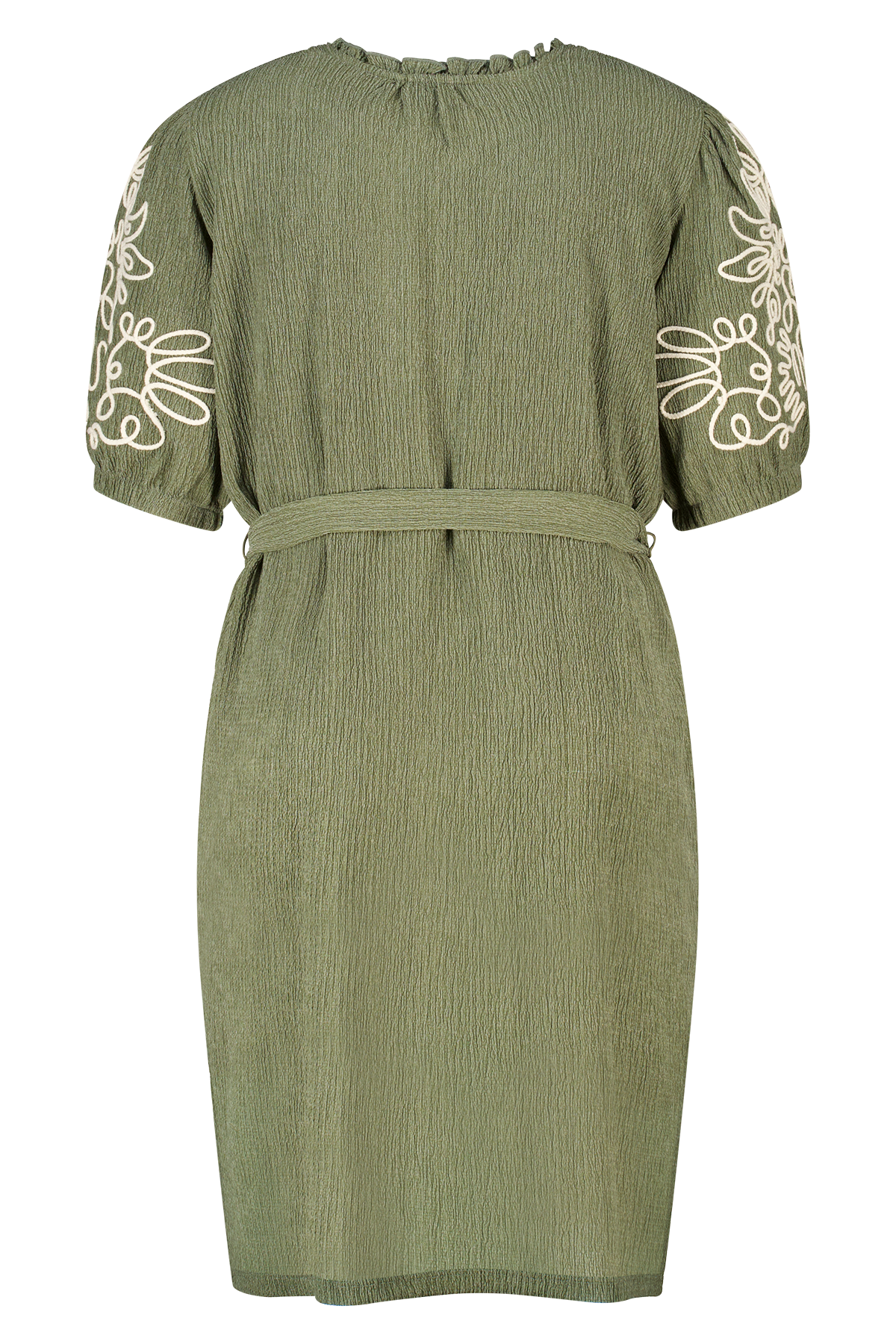 Jurk met details op de mouwen Khaki