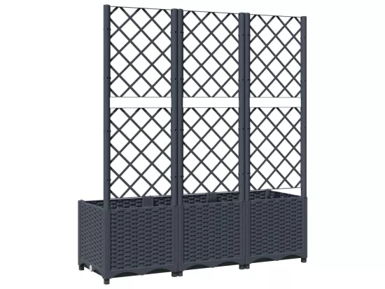 Jardinière avec treillis Gris foncé 120x40x136 PP