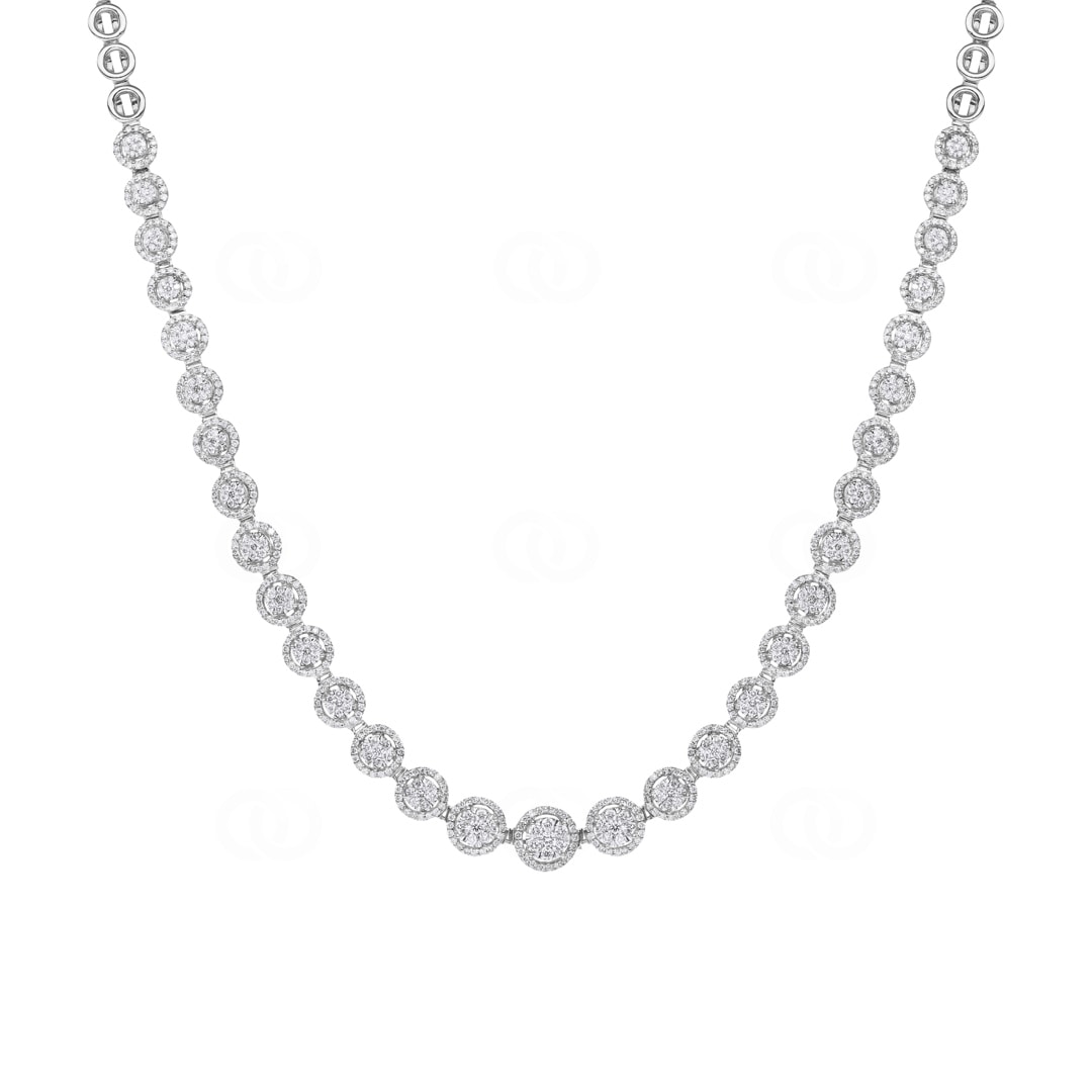 3.00 Karat Halo Diamantencollier 750/18 K Weissgold