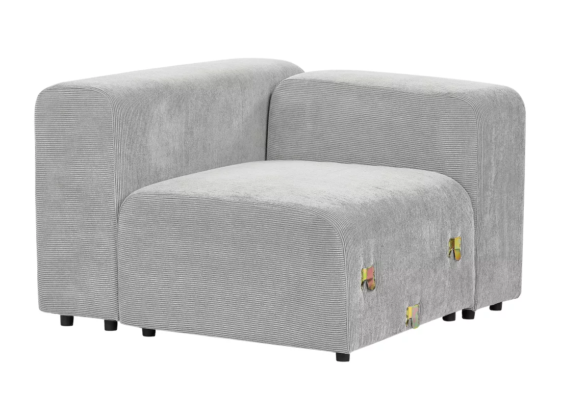 Canapé 3 places modulable avec ottoman en velours côtelé gris FALSTERBO