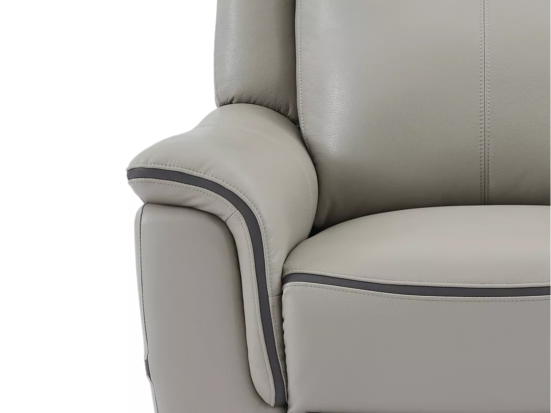 Fauteuil relax électrique en cuir gris clair ADELIO