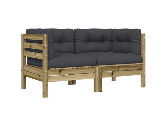 VIDAXL - Canapé d'angle de jardin avec coussins 2 pcs bois pin imprég...