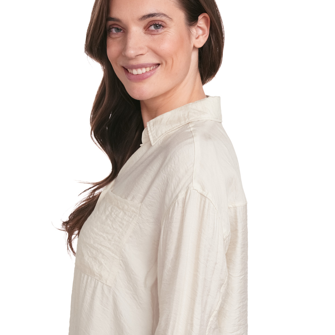 Gina Collection Damen Longbluse mit Kentkragen weiss