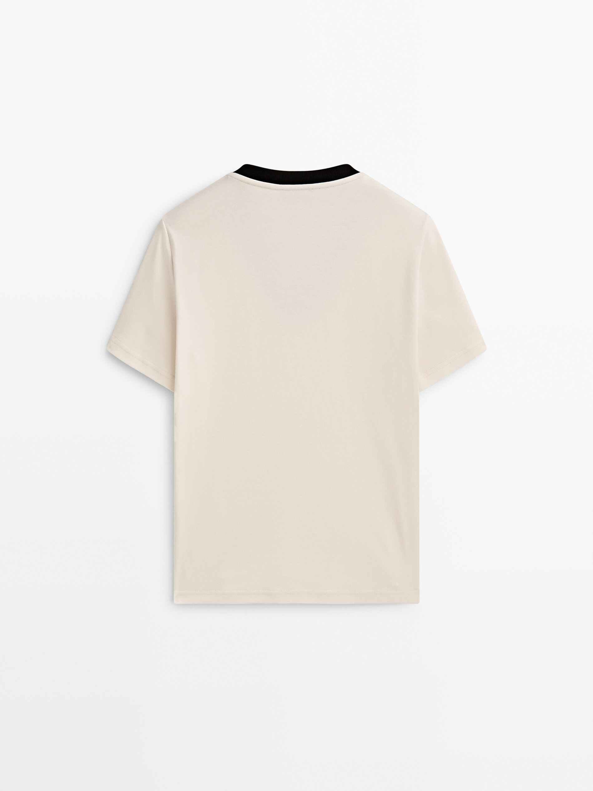 Camiseta com detalhes em algodão pico contrastante - RAW