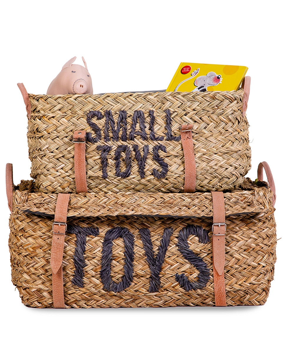 Aufbewahrungskorb TOYS mit Gurtverschluss 2er-Set
