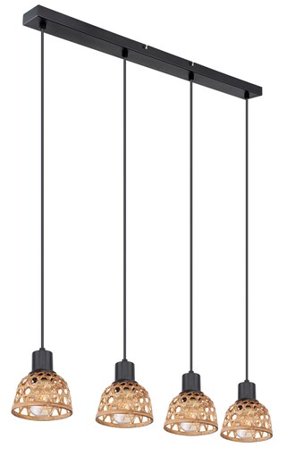 WENNA Pendellampe braun, schwarz 54053-4, B/H/T: 72 x 120 x 13 cm, Metall, Holz