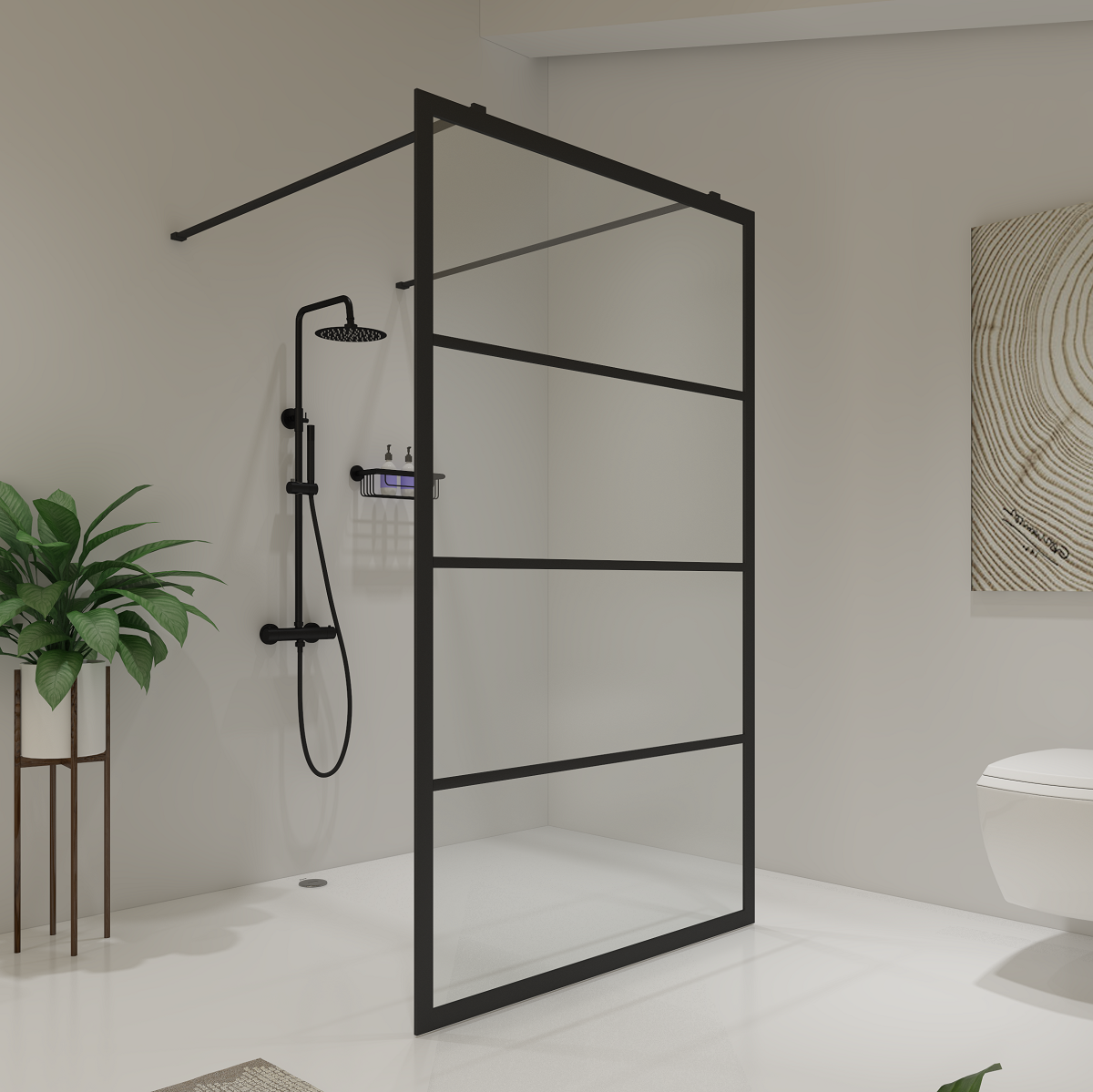 Saniclear Nero vrijstaande douchewand 80x200cm