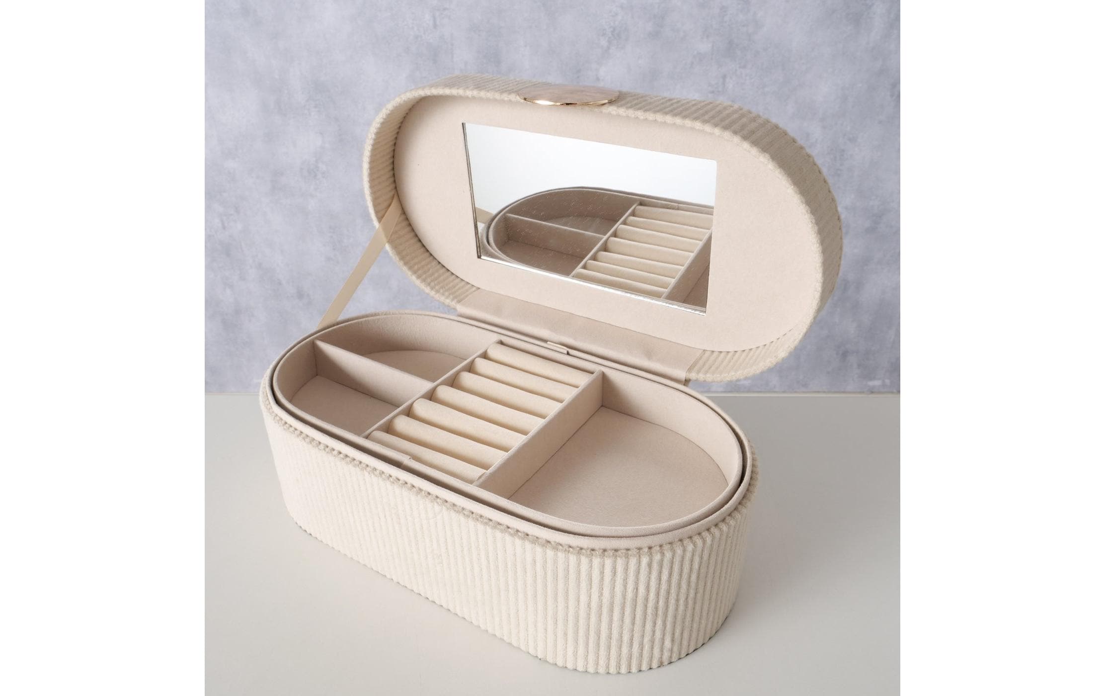 Schmuckhalter Caja 25.6 cm, BeigeSchmuckkasten mit Deckel