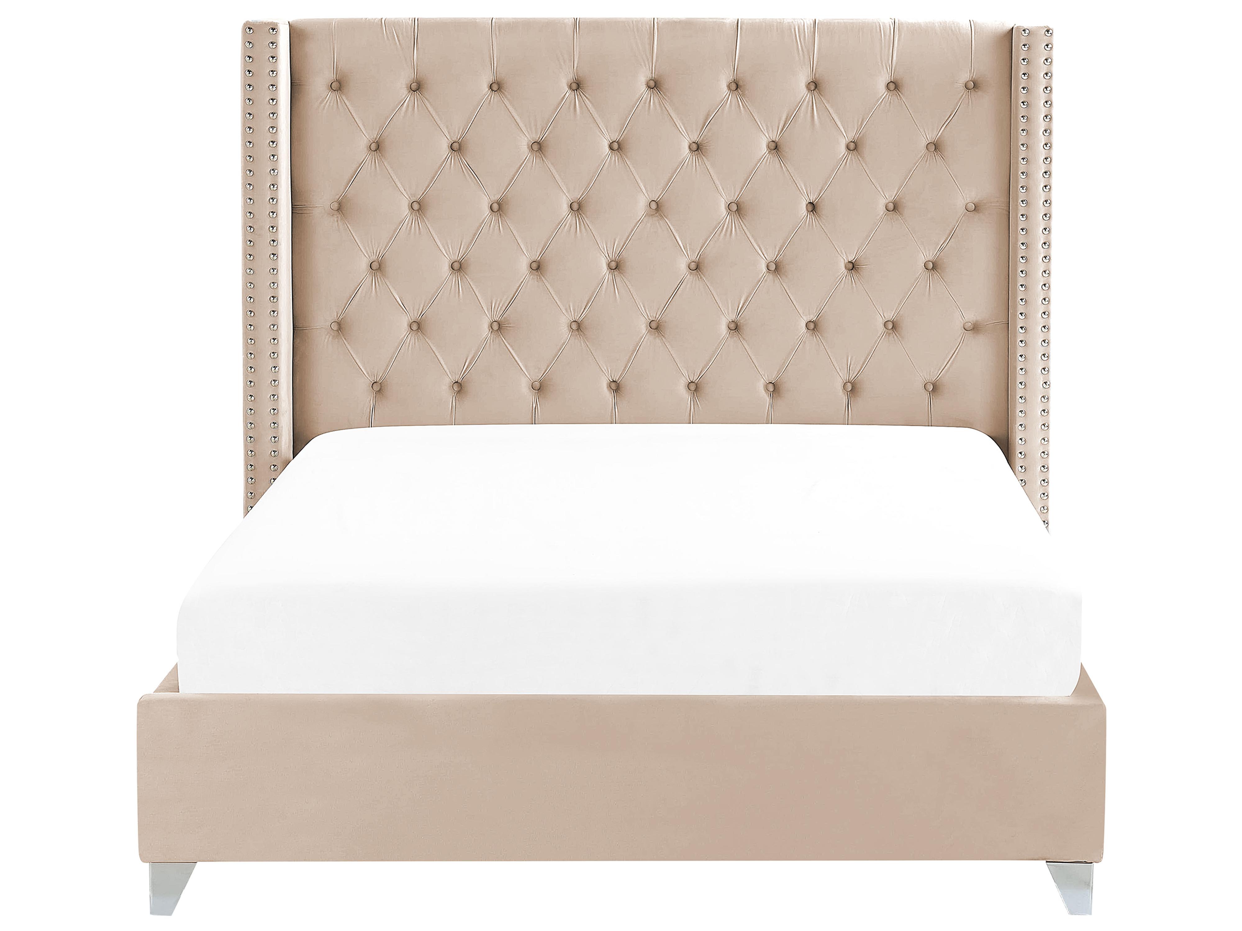 Bed Fluweel LUBBON 180 x 200 cm Beige
