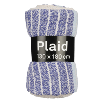 Plaid streep l.blauw - l180xb130cm