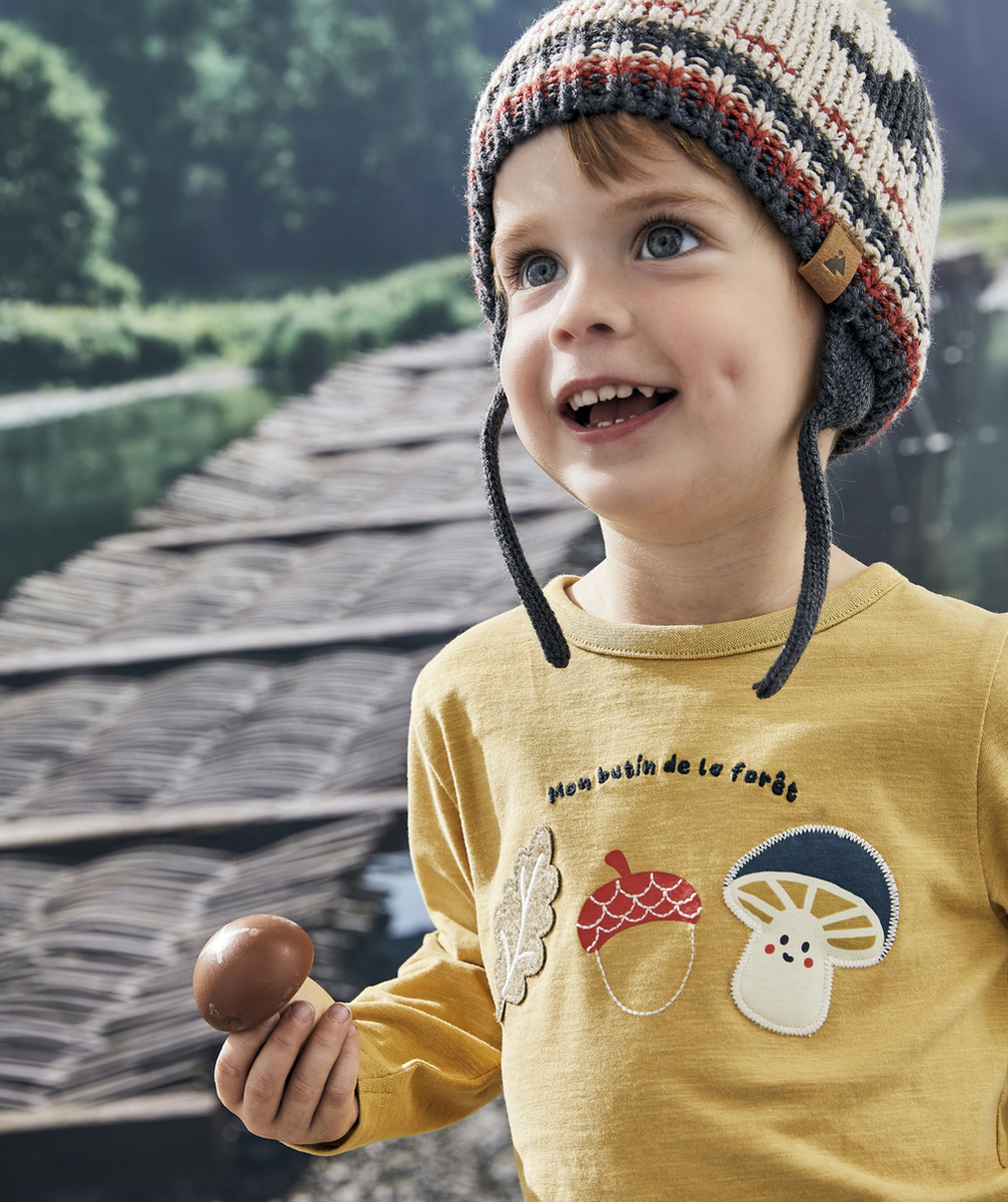 T-SHIRT MANCHES LONGUES BÉBÉ GARÇON EN COTON BIOLOGIQUE JAUNE