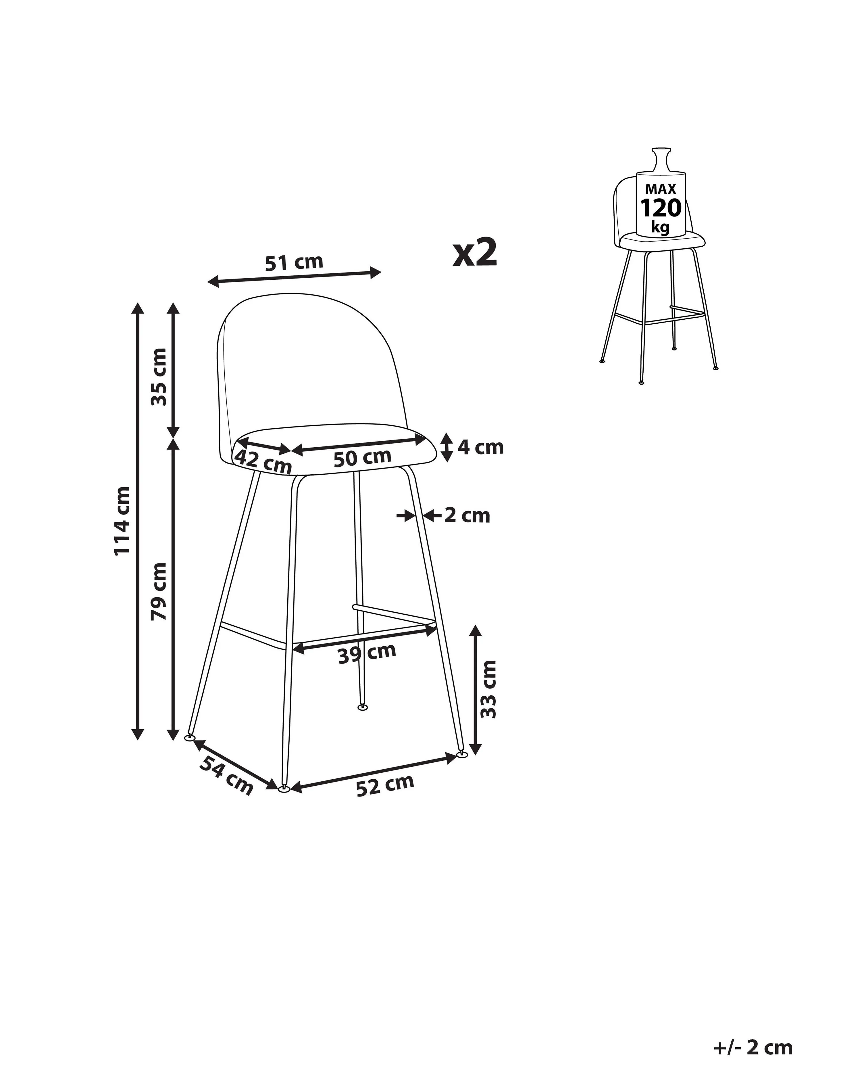 Set van 2 barstoelen ARCOLA Fluweel Smaragdgroen