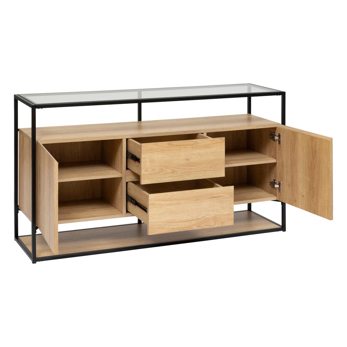 BUFFET 2 PORTES ALDEA METAL BOIS BEIGE D.140X80CMCM