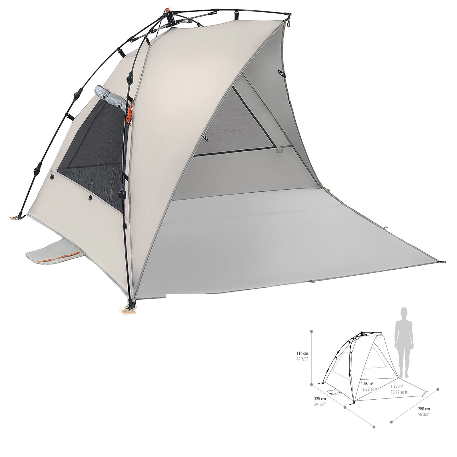 TERRA NATION Strandmuschel Hare Kohu rPET Automatik Sekunden Strand Zelt UPF50+ Farbe: sand