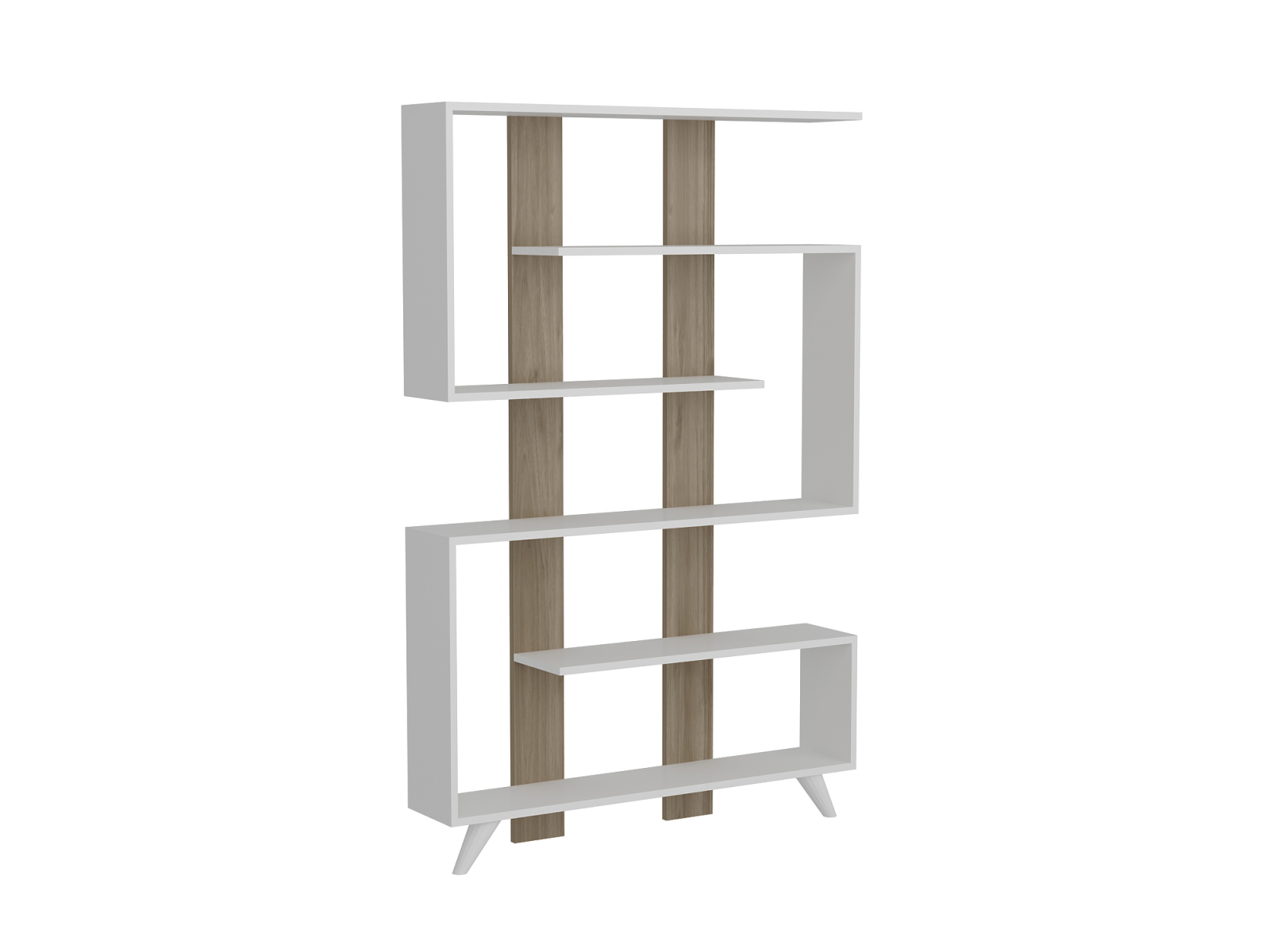 Bücherregal - weiß-holzfarben - 5 Regalfächer - 120 cm breit