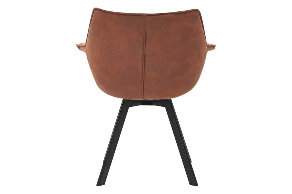 Drehbarer Stuhl THE DUTCH RETRO antik braun mit Armlehne schwarze Metallbeine