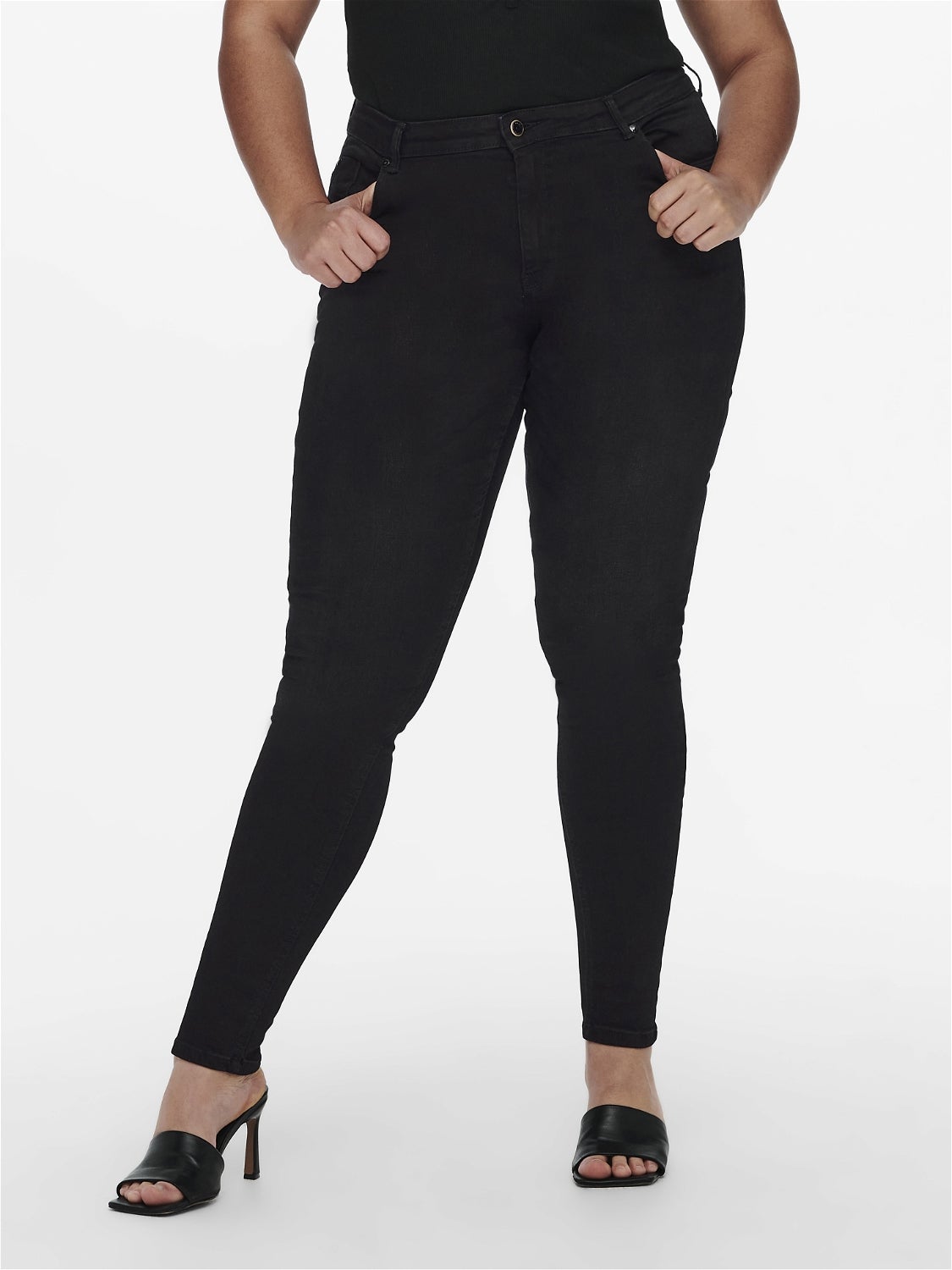 CARLAOLA Mittlere Taille Skinny Fit Jeans Black Denim