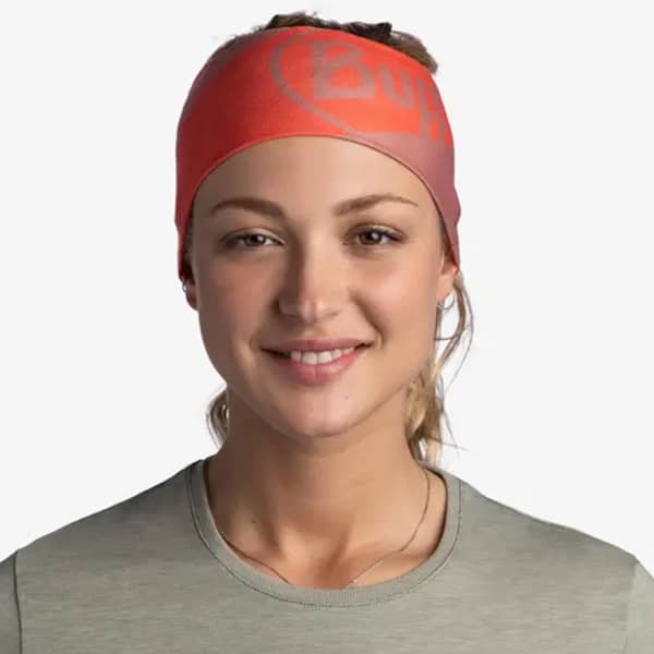 Bandeau cache cou randonnée BUFF COOLNET UV WIDE HEADBAND ARTHY NECTARINE
