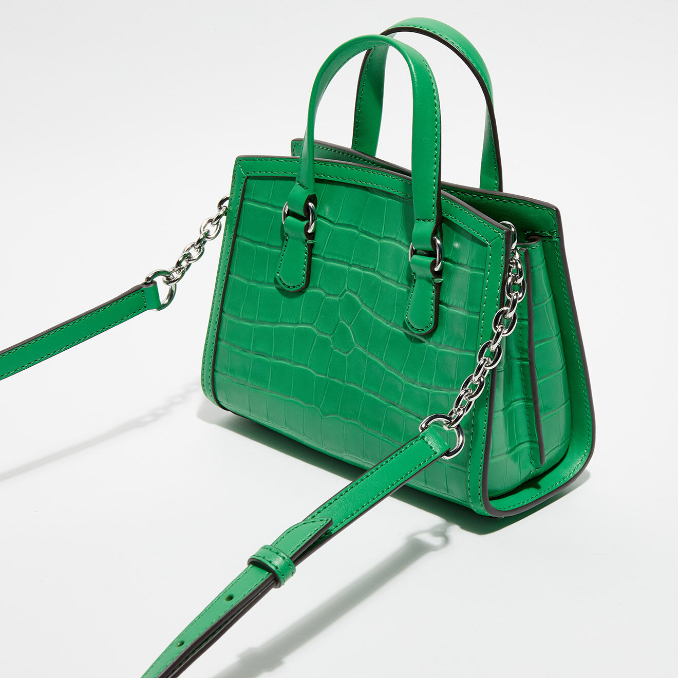 Michael Kors Sac à main en Cuir Chantal effet Croco vert - 20.5x15.5x9.5 cm
