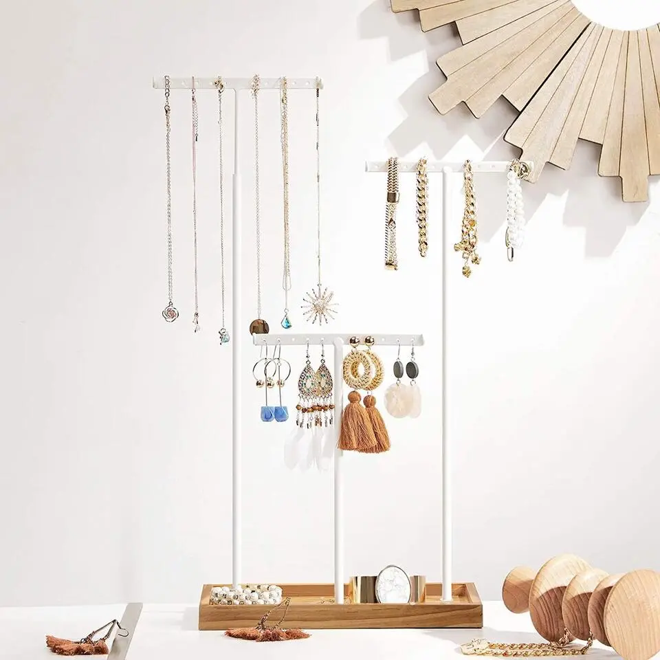 Parya Home - Sierradenrek - Oorbellenstandaard - 2-in-1 - Hout - Wit