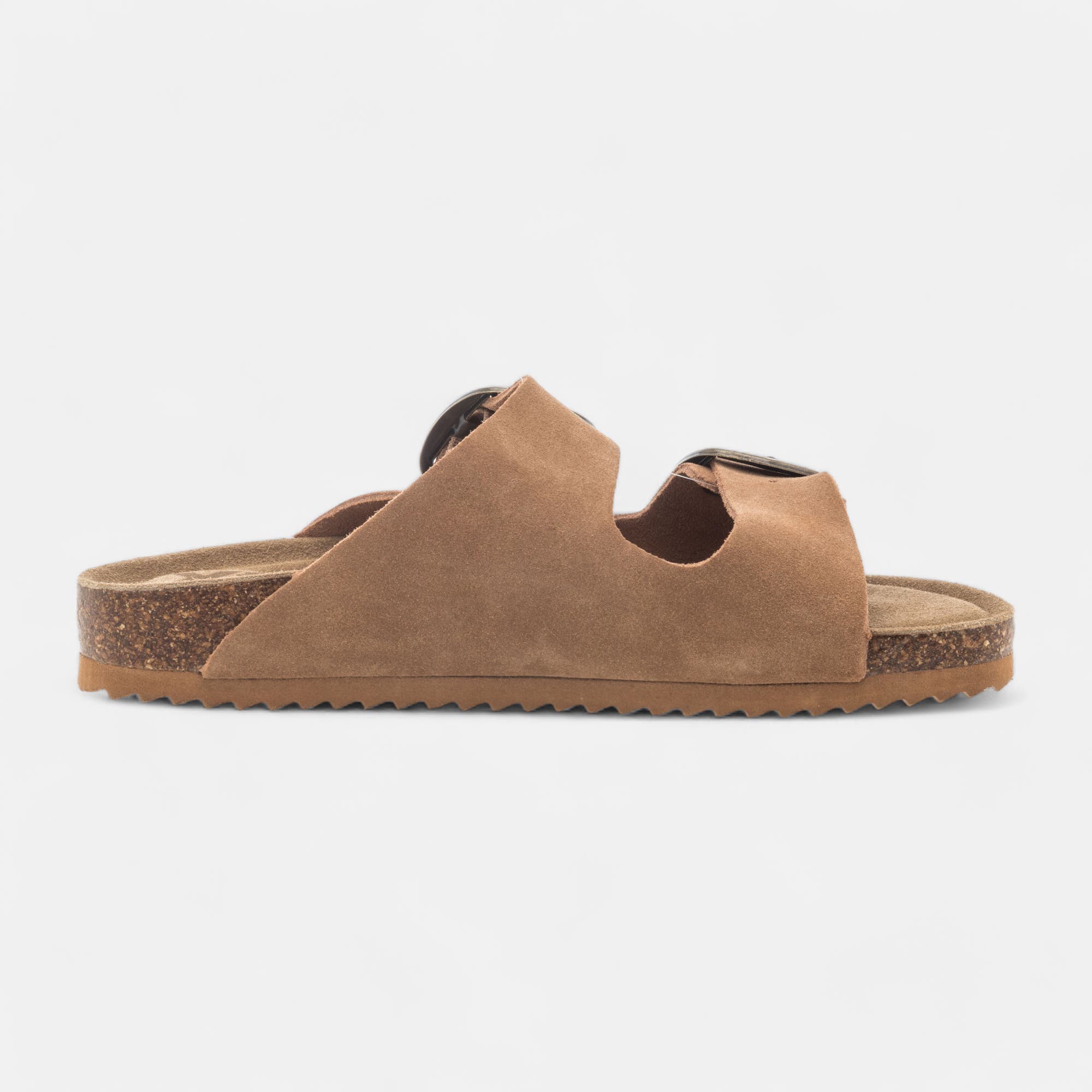 Mules semelle liège Femme en cuir camel
