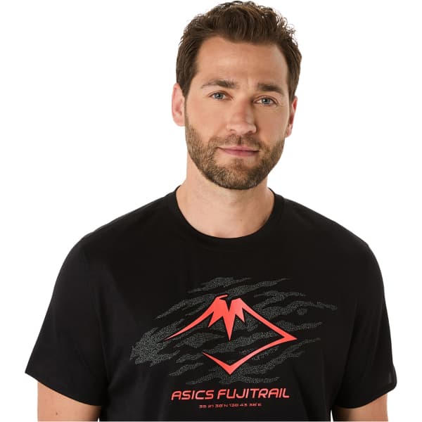 T-shirt trail ASICS FUJITRAIL LOGO SS TOP PERFORMANCE BLACK/CARBON/CORAL REEF