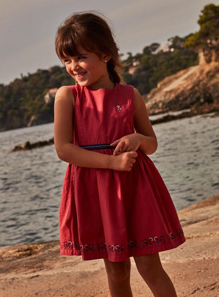 Robe réversible rouge et bleu marine