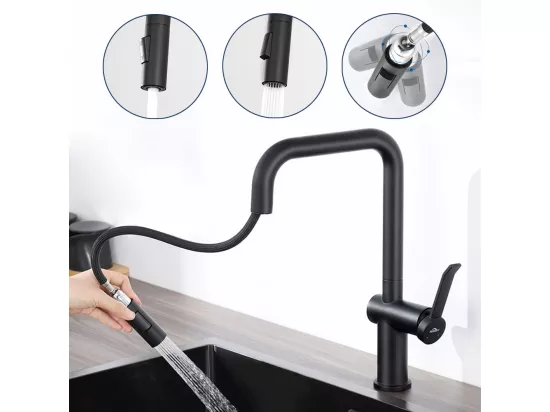 Robinet Cuisine Douchette,Mitigeur Cuisine avec Douchette Extractible,Robinetterie de Cuisine 2 Jets,Rotatif à 360°,2 Modes de Pulvérisation