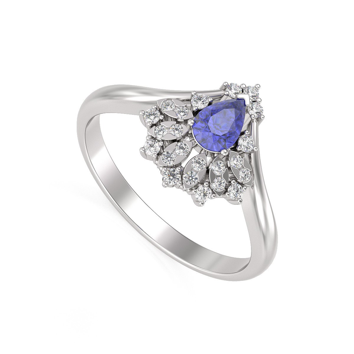Bague ADEN Tanzanite et diamants sur Argent 925 3.6grs