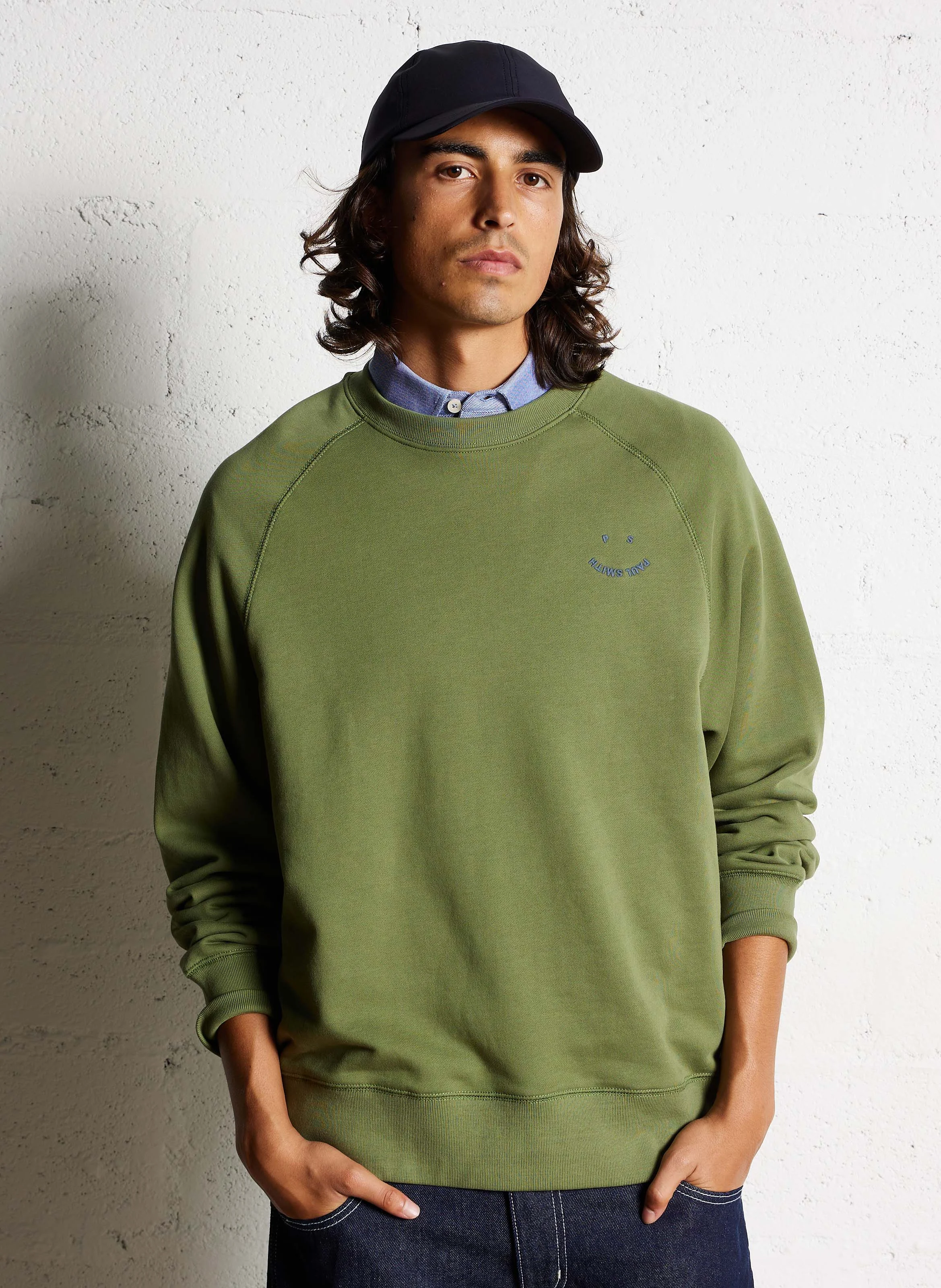 Sweat col rond en coton| Vert