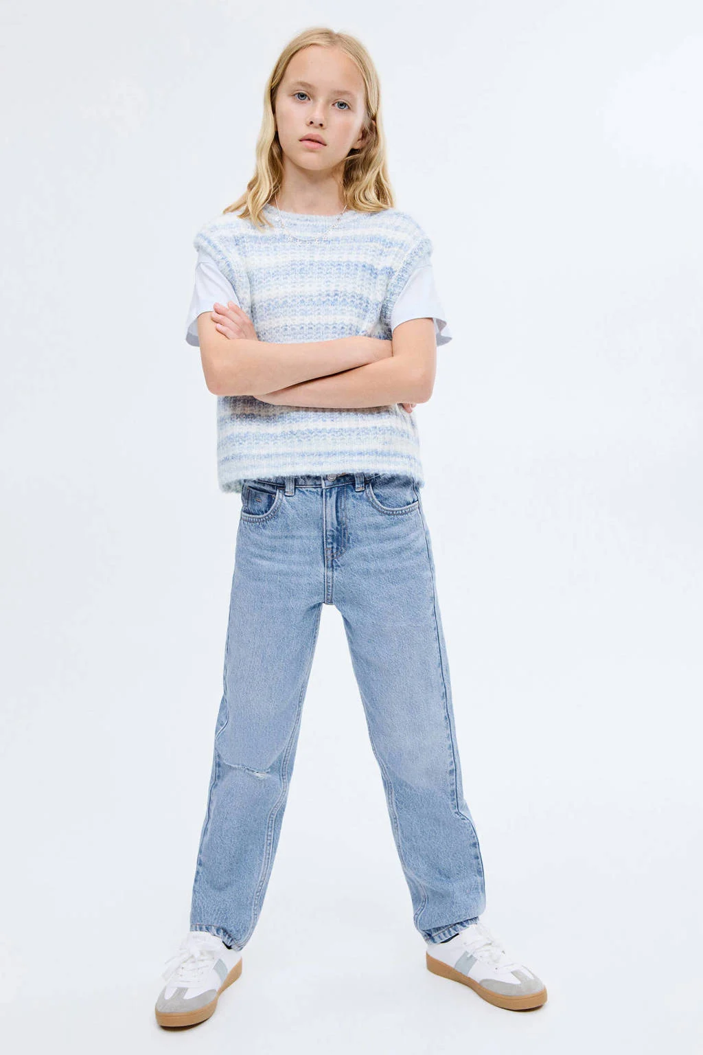 Mango Kids mom jeans medium blue denim