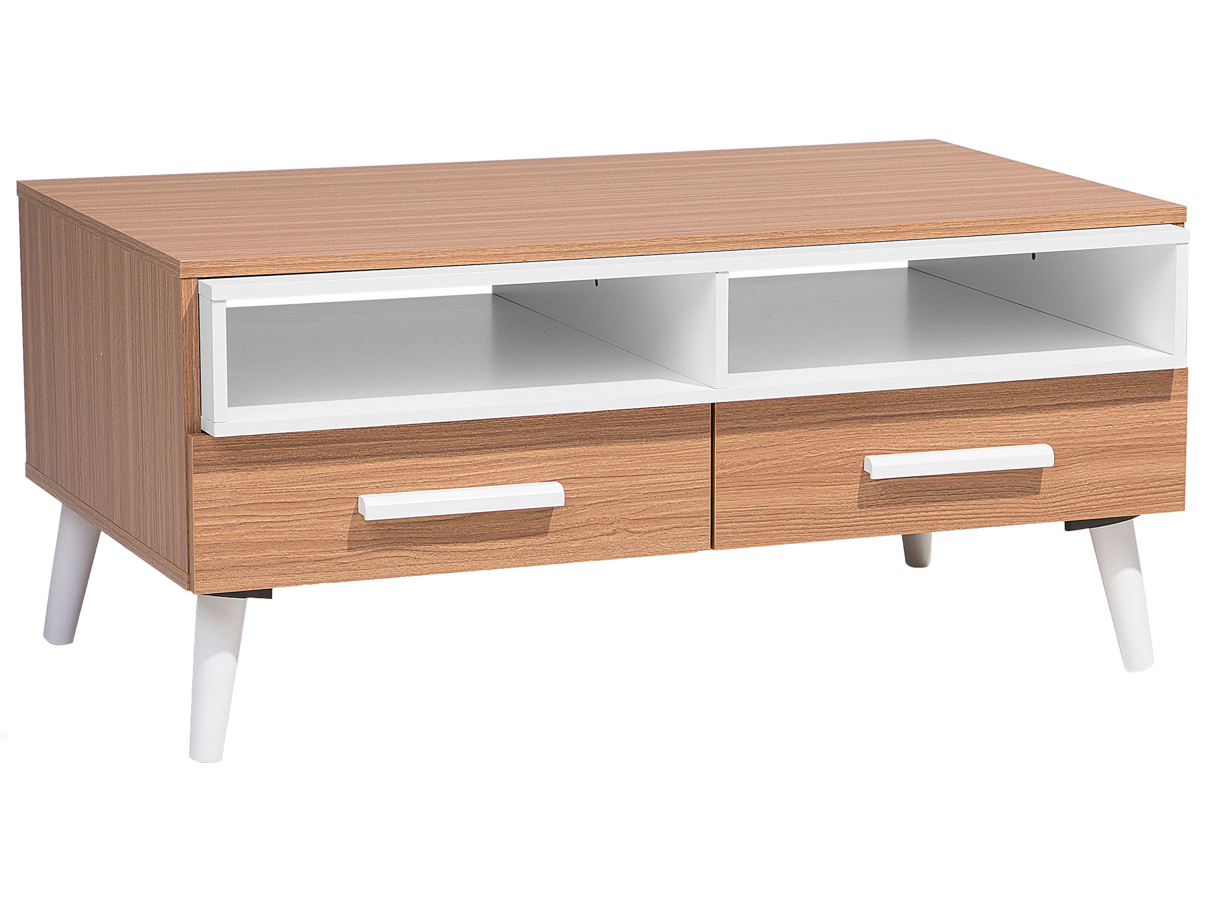 Salontafel ALLOA Lichtbruin/wit met opbergruimte