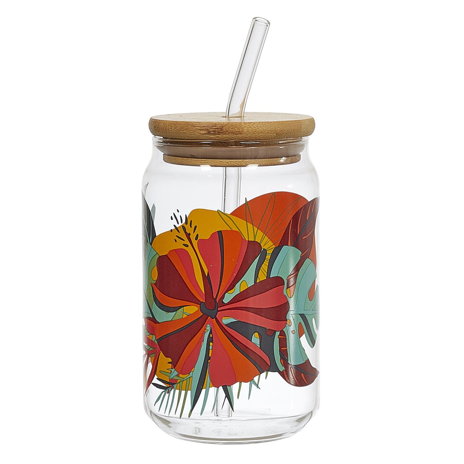 CANETTE ET PAILLE VERRE PARADIS EXOTIQUE 45CL
