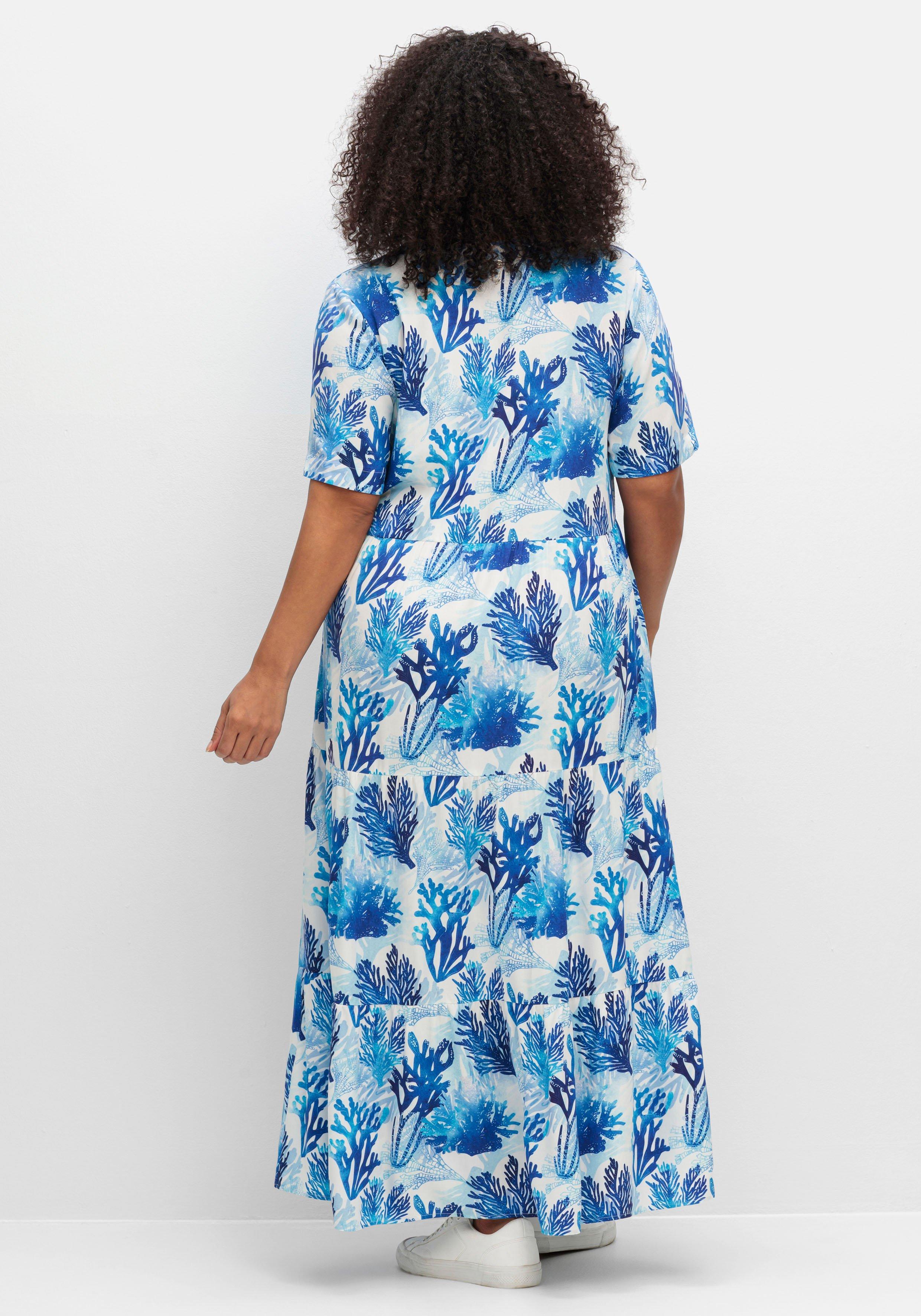 Maxikleid in Kaskadenform, mit maritimem Print