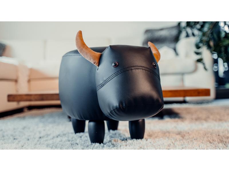 zoosy Kinderhocker Kuh Nero Schwarz Taburett in Kuhform