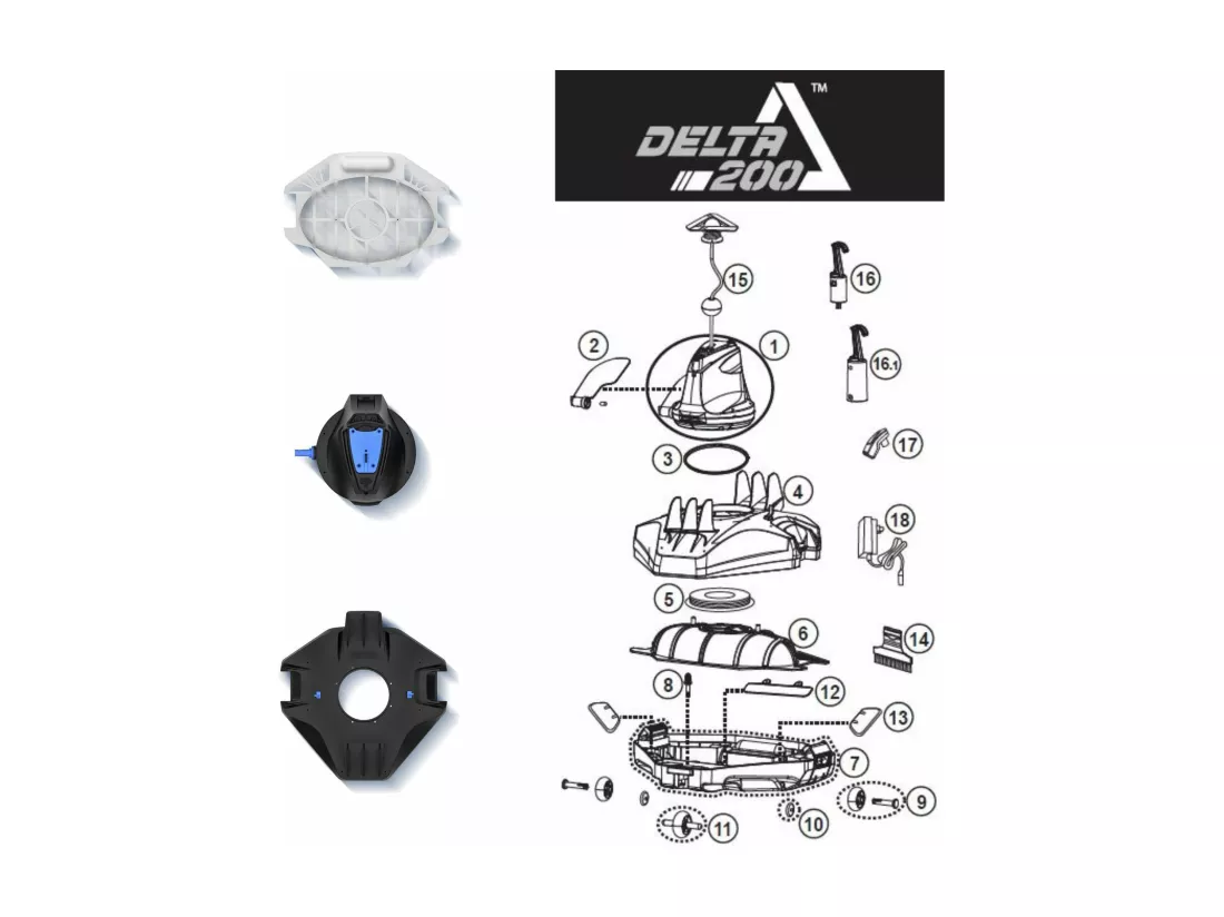 Robot Nettoyeur pour Piscines Hors-Sol 45 m² Batterie 90 min Kokido Delta 200 Réservoir 4 Litres Sans Fils