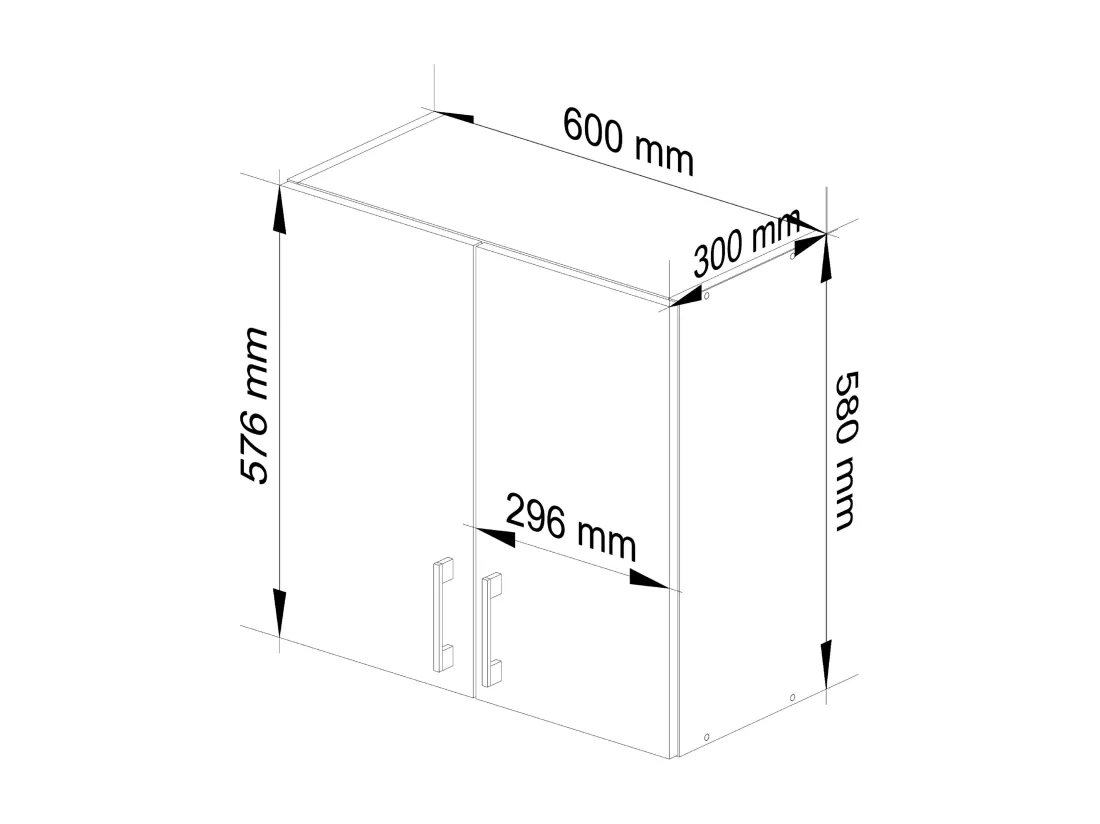 Armoires de cuisine haute AKORD W60 LIMA Blanc 60 cm 2 portes façade Chêne Sonoma 2 étagères 60x30,5x58 cm