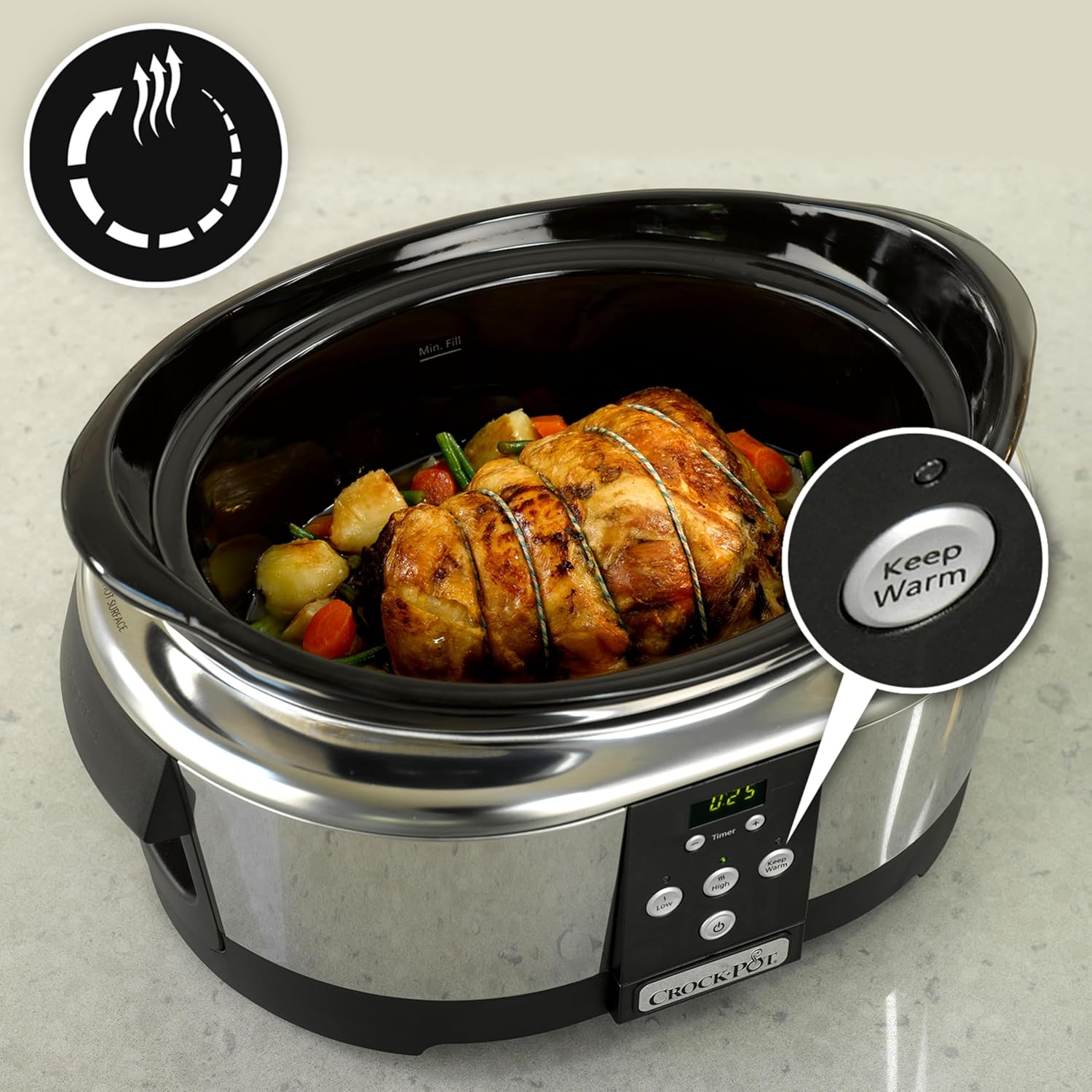 Crockpot, elektronischer Schongarer | 5,7 l (5–6 Personen) | programmierbar mit digitalem 20-Stunden-Timer | Edelstahl [SCCPBPP605]