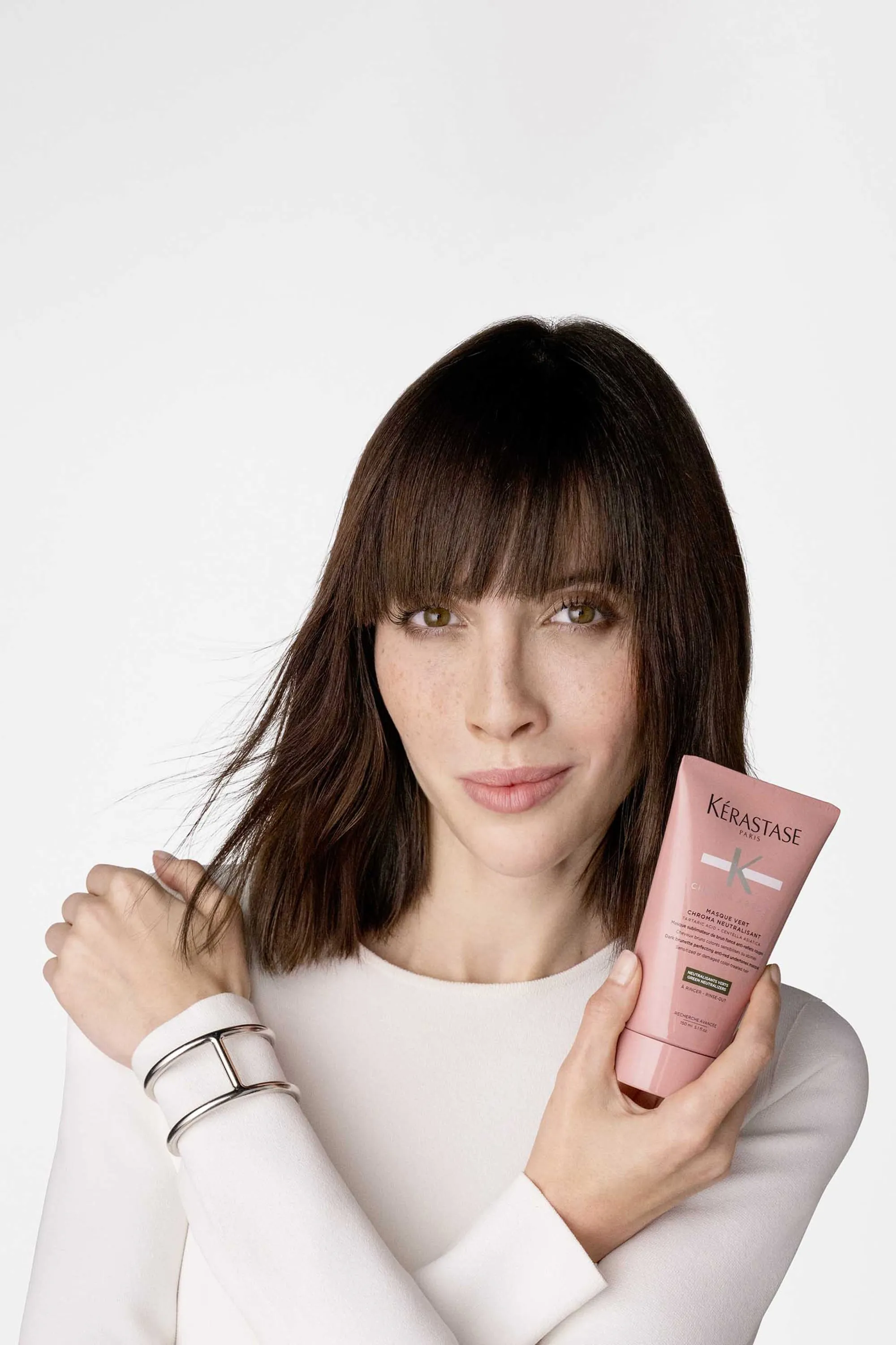Kérastase Masque cheveux bruns colorés anti reflets rouges Chroma Neutralisant Vert-150 ml