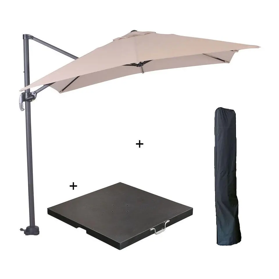 Garden Impressions Hawai parasol S 250x250 ecru   80kg voet en hoes