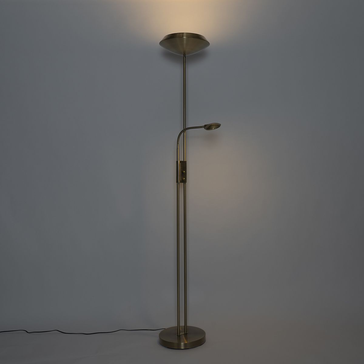 Vloerlamp brons incl. LED en dimmer met leeslamp - Fez