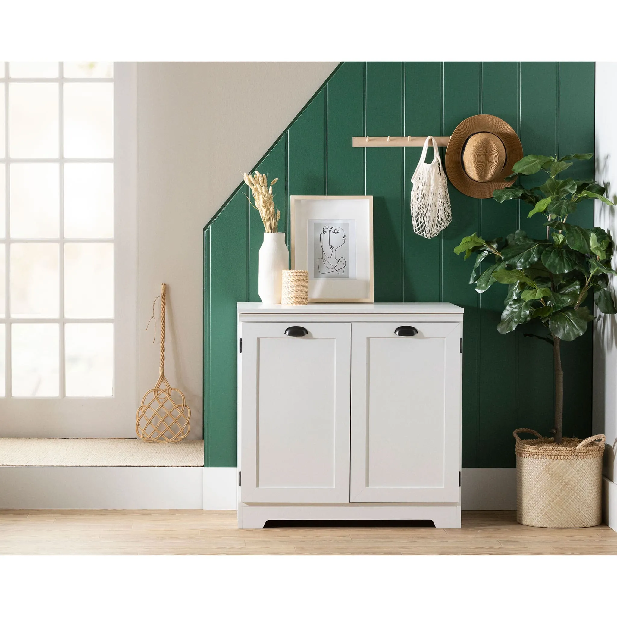South Shore Armoire de rangement avec 2 portes - Farnel Blanc solide
