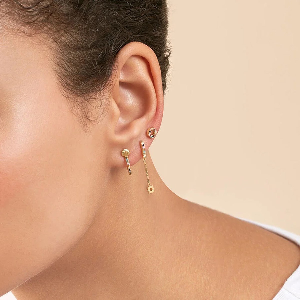 Set piercings Agatha Rainbow doré