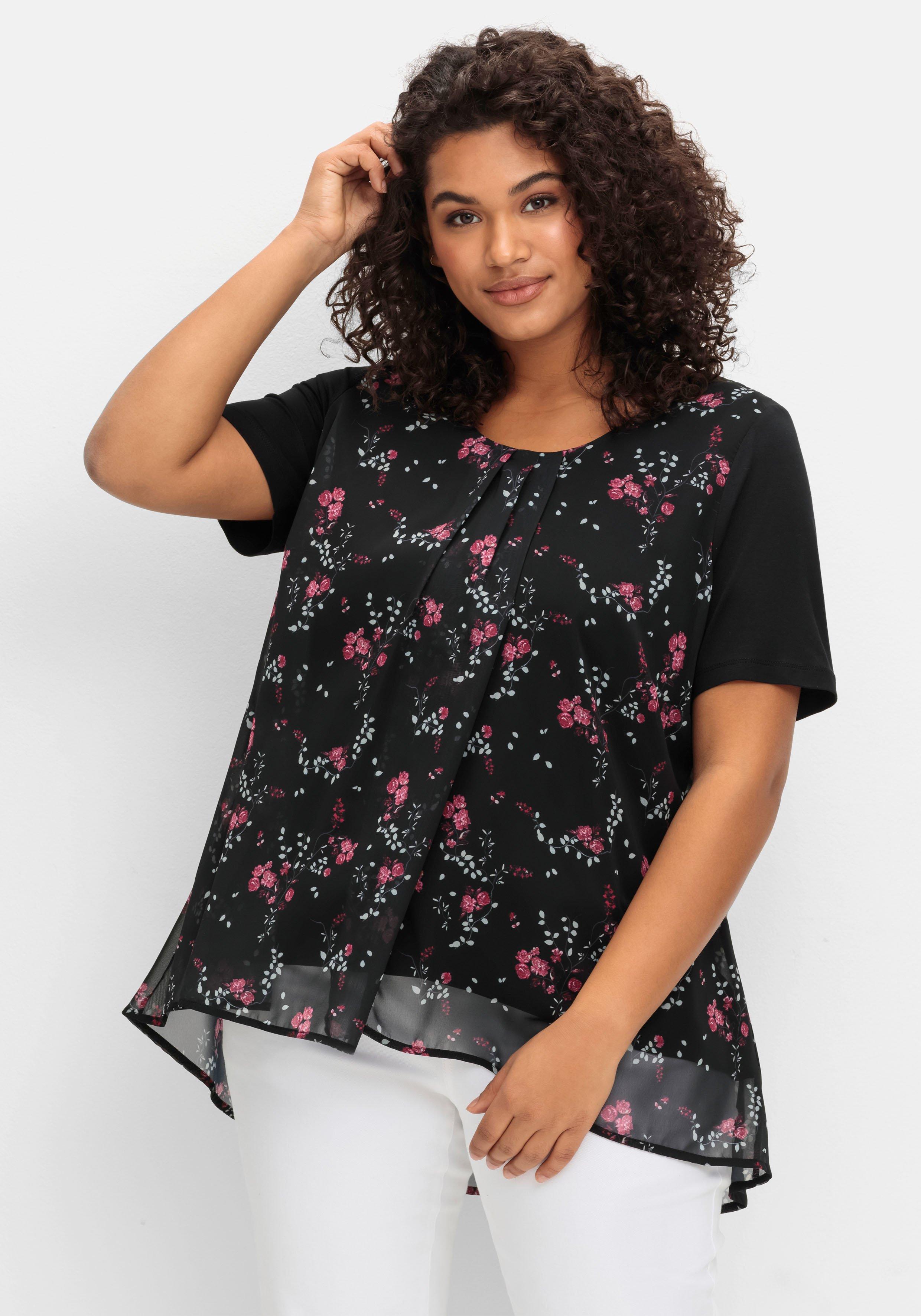Blusenshirt aus Jersey und Chiffon