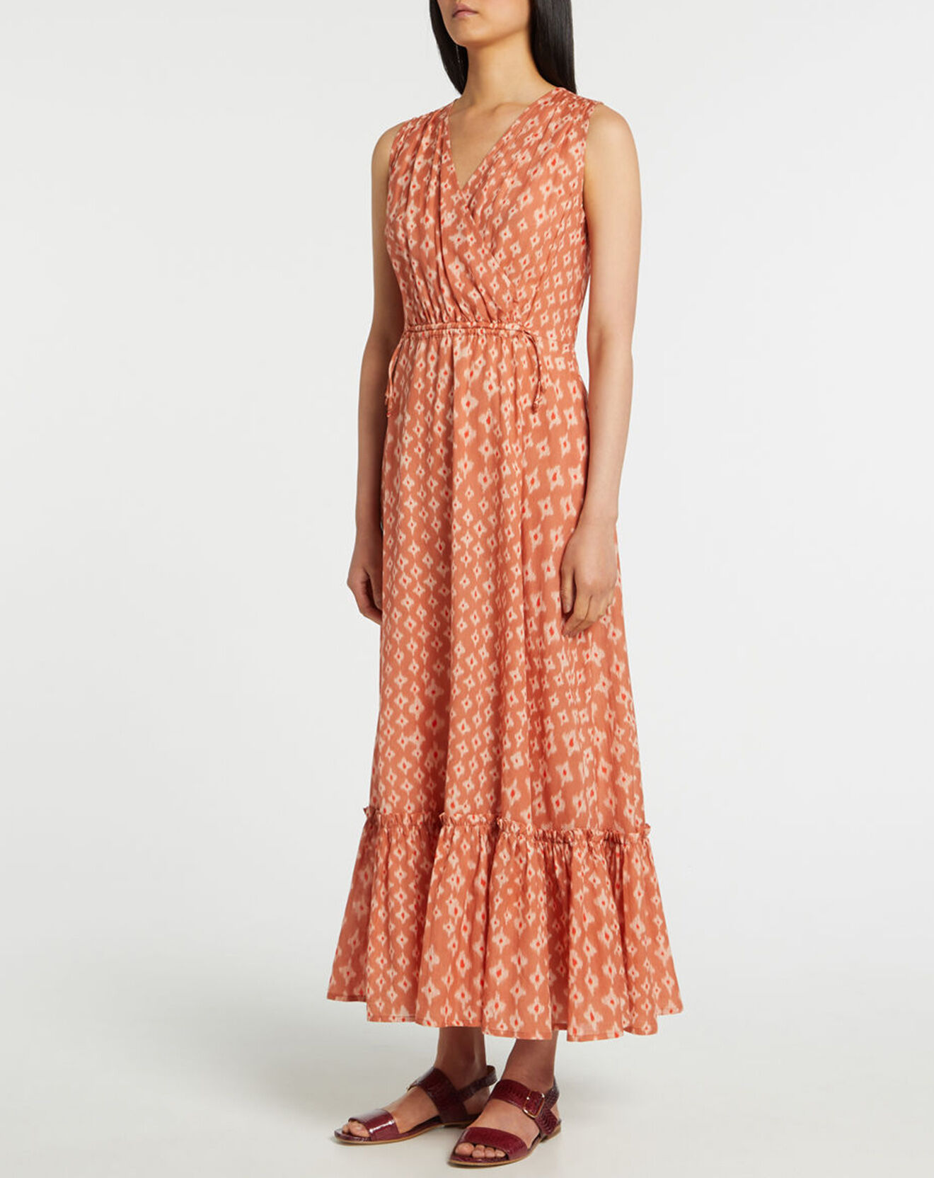Galeries Lafayette Robe maxi Gloria imprimé saumon