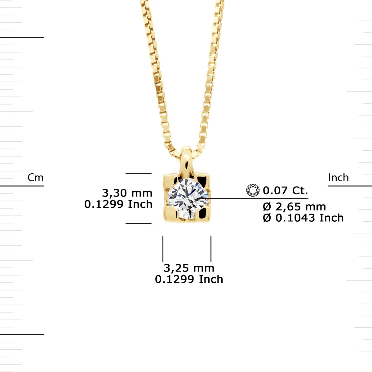 Collier Solitaire Diamant 0,070 Cts Or Blanc
