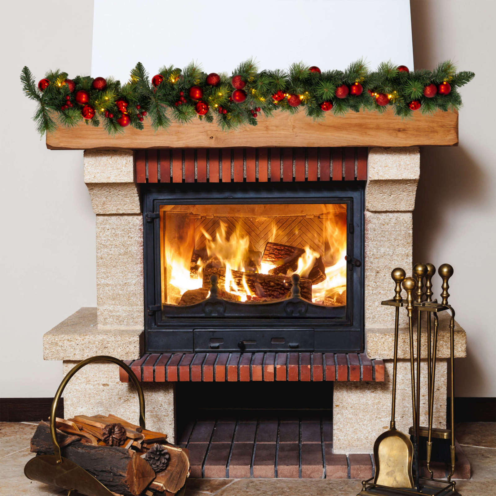 LED-Weihnachtsgirlande - mit Dekoration - 100 cm lang